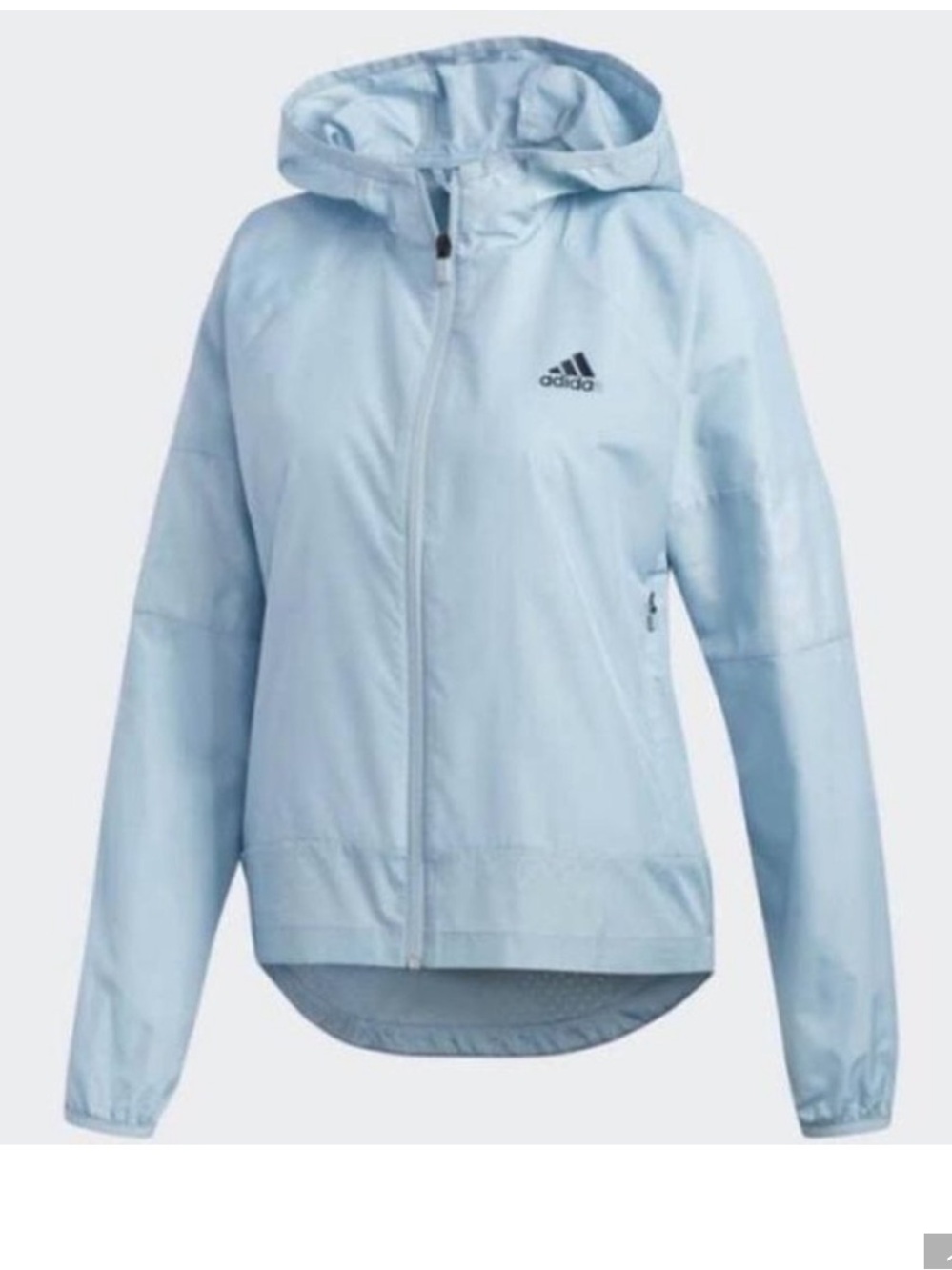 adidas Light Blue Hooded Full Zipper Windbreaker Jacket with Pockets